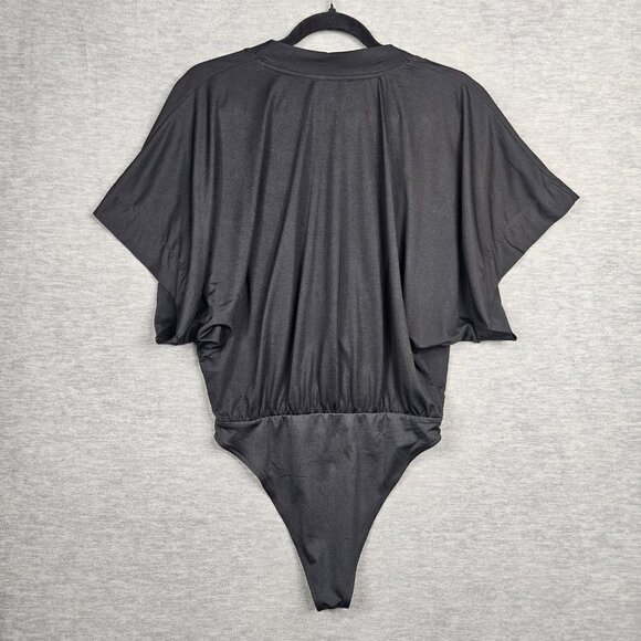 ZARA Black Deep V-neck Short Sleeve Bodysuit Size S NEW - Picture 2 of 7